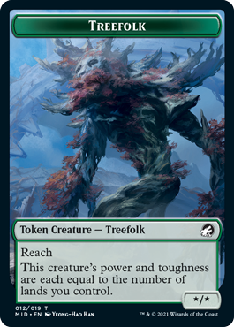 Treefolk (*/*, reach) // Wolf (2/2, green)