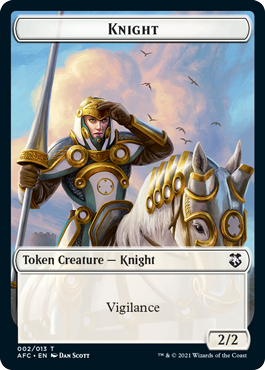 Knight (2/2, vigilance) // Saproling (1/1)