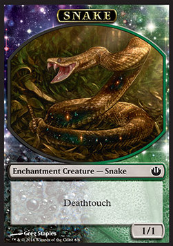 Snake (1/1, deathtouch, enchantment)