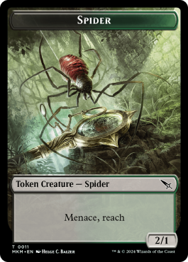 Spider (2/1, black and green, menace, reach)