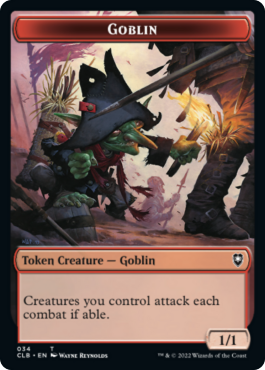 Gobelin (1/1, creatures attacks each combat) // Pirate (1/1, can't block)
