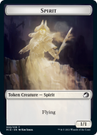 Spirit (1/1, flying, white) // Emblem Teferi, Who Slows the Sunset