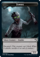 Zombie (2/2, decayed) // Elemental (*/*, trample, red)