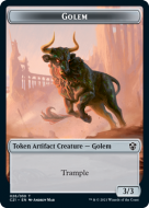 Golem (3/3, trample) // Thopter (1/1, flying)