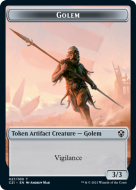 Golem (3/3, vigilance) // Thopter (1/1, flying)