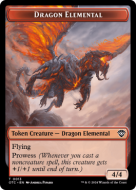 Dragon Elemental (4/4, flying, prowess) // Treasure