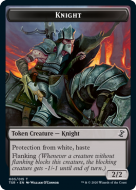 Knight (2/2, Flanking, protection from white, haste)