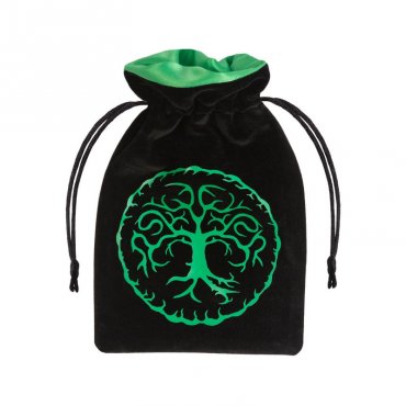 forest black green velour dice bag 