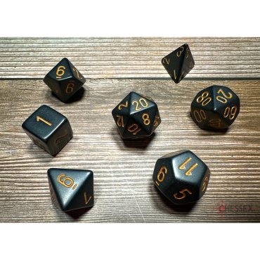 set de des opaque noir et or chessex 