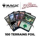 Marvel's Spider-Man Wholesale Lot of 100 Foil Basic Lands - Magic
