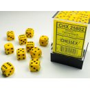 Opaque Polyhedral Yellow/black 36 12mm D6 Set - Chessex