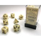 Opaque Polyhedral Ivory/black 7-Die Set - Chessex