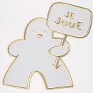 Pin's émaillé meeple Je Joue Blanc
