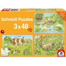 Puzzle 3x48 pièces - Familles d'Animaux