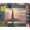 Puzzle 1000 pièces Glow in the Dark - Kinkade : La Statue de la Liberté au Crépuscule