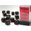 Opaque Polyhedral Black and Red 12 16mm D6 Set - Chessex