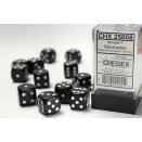 Opaque Polyhedral Black and White 12 16mm D6 Set - Chessex
