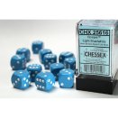 Opaque Polyhedral Light Blue and White 12 16mm D6 Set - Chessex