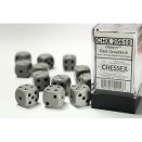 Opaque Polyhedral Grey and black 12 16mm D6 Set - Chessex