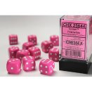 Opaque Polyhedral Pink and White 12 16mm D6 Set - Chessex