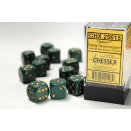 Opaque Polyhedral Dusty Green and Copper 12 16mm D6 Set - Chessex