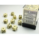 Opaque Polyhedral Ivory/black 36 12mm D6 Set - Chessex