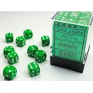 Opaque Polyhedral Green and White 36 12mm D6 Set - Chessex