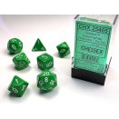 Opaque Polyhedral Green and White 7-Die Set - Chessex