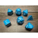 Opaque Polyhedral Light Blue and White 7- Die Set - Chessex