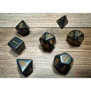 Opaque Polyhedral Black and Gold 7- Die Set - Chessex