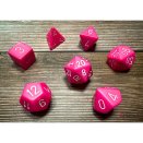 Opaque Polyhedral Pink and White 7- Die Set - Chessex