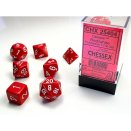 Opaque Polyhedral Red and White 7-Die Set - Chessex